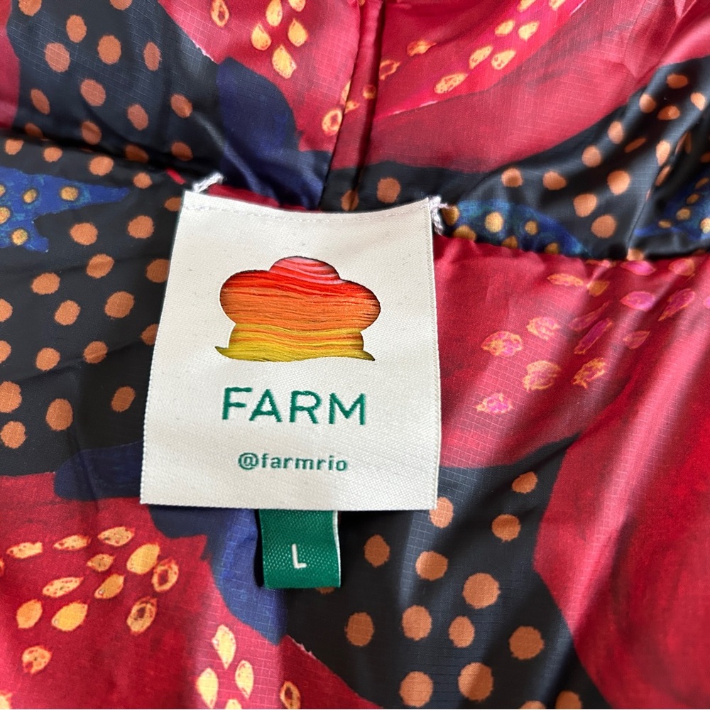 Farm Rio Pineapple Flowers Reversible Puffy jacket, Size L, NWOT - Picture 7 of 16